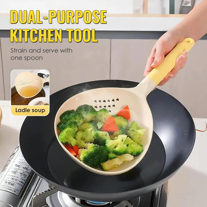 🥄  2-IN-1 SERVING SPOON - Large Capacity with Built-in Strainer, Heat-Resistant Silicone for Cooking and Serving, Dishwasher Safe 🍝🔍
