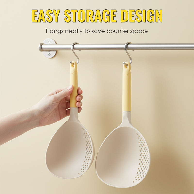 🥄  2-IN-1 SERVING SPOON - Large Capacity with Built-in Strainer, Heat-Resistant Silicone for Cooking and Serving, Dishwasher Safe 🍝🔍