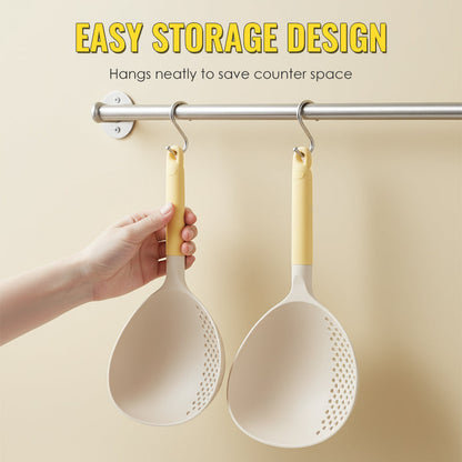 🥄  2-IN-1 SERVING SPOON - Large Capacity with Built-in Strainer, Heat-Resistant Silicone for Cooking and Serving, Dishwasher Safe 🍝🔍