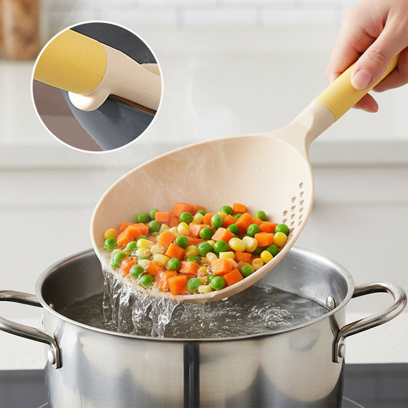 🥄  2-IN-1 SERVING SPOON - Large Capacity with Built-in Strainer, Heat-Resistant Silicone for Cooking and Serving, Dishwasher Safe 🍝🔍