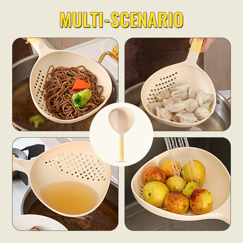 🥄  2-IN-1 SERVING SPOON - Large Capacity with Built-in Strainer, Heat-Resistant Silicone for Cooking and Serving, Dishwasher Safe 🍝🔍